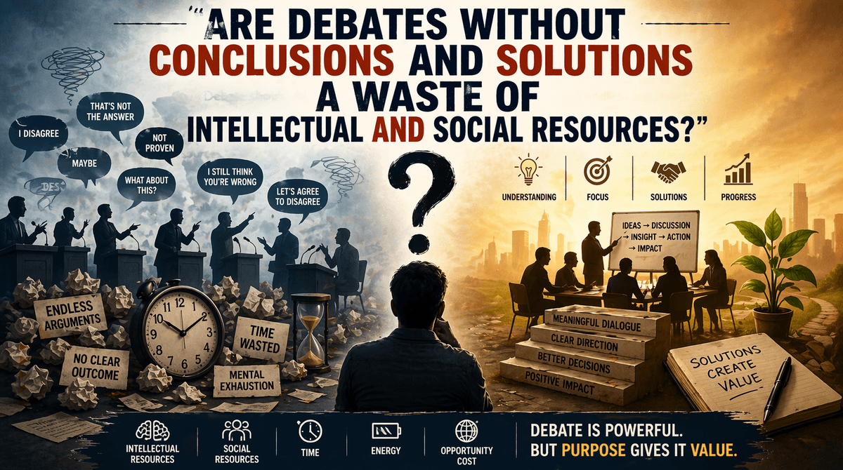 Debates Without Conclusions and Solutions are a Waste of Intellectual and Social Resources.